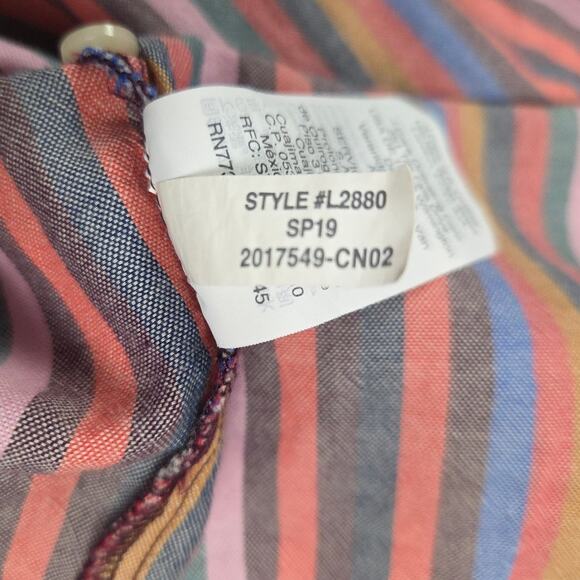 Madewell Top Womens Size Small Courier Button-Back Shirt Rainbow Stripe V Neck - Picture 11 of 15